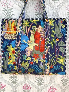 Bolsa de Mano de Algodón Multicolor Premium con Estampado Floral, Estilo Bohemio, Casual de Verano, con Cierre, para Compras y Viajes - Product Image 5