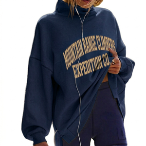 Nouveau Sweat-shirt Polaire Personnalisé pour Femme, Col Montant Long, Coupe Oversize, avec Impression de Lettres et Broderie, Collection Automne Hiver - Product Image 3