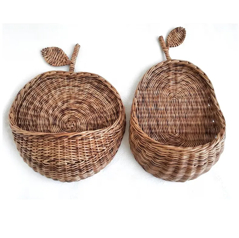 Chất Lượng Cao Thân Thiện Với Môi Dệt Wicker Mây Bộ Của 2 Tường Giỏ Táo Và Lê Wicker Tường Giỏ 2023 Làm Tại Việt Nam