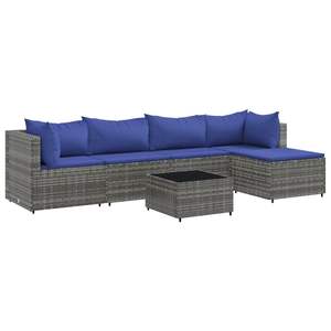 Conjunto de 6 Piezas de Muebles de Jardín de Ratán Sintético Gris para Patio - Product Image 2