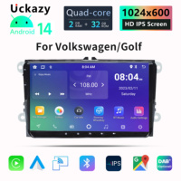 Autoradio Android 14 9 pouces avec GPS intégré pour VW Passat Golf avec écran tactile HD CarPlay & pour