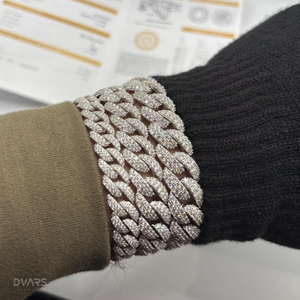 สร้อยข้อมือคิวบันหรูหราประดับเพชรโมอิสซาไนต์เต็มเส้น เงินแท้ 925 รับรองคุณภาพ สร้อยคิวบันแบบสั่งทำได้ 男女兼用 ผ่านการทดสอบเพชร - Product Image 4