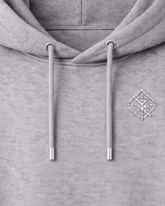 Sudadera con Capucha Oversize de Forro Polar Grueso con Logo Minimalista de Diamantes de Imitación Grises, Bolsillo Canguro, Estilo Urbano Personalizado para Hombre - Product Image 4