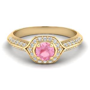 แหวนเพชรทรงกลม REYES Dainty ทองคำแท้ 14K ประดับพลอยมอร์แกไนต์ 0.5 กะรัต พร้อมวงแหวนล้อมเพชร ราคาขายส่ง เครื่องประดับมอสซาไนต์คุณภาพสูงสำหรับผู้หญิง - Product Image 6