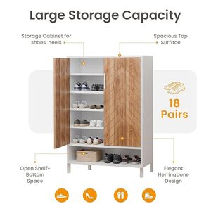 Saleem International <b>Shoe</b> Rack Wooden with Door <b>Shoe</b> Racks Organizer for Entryway, Hallway & Bedroom with Lock 18 Pair Cabinet - Product Image 6