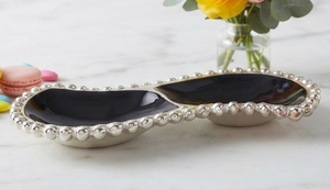 Plateau de service moderne en aluminium noir et argent, vente en gros, impression de logo personnalisée, plateaux de service décoratifs pour restaurant - Product Image 3