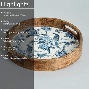 Handmade Eco-Friendly Mango Wood <b>Breakfast</b> Serving Tray Polished Enameled Coated Easy Clean Classic Crafts Hub Elegant Wholesome - Product Image 5
