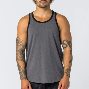 Latest With Black Colored Rib Style O Neck Lightweight Fabric Easy To Wear For Wholesale Rate New Arrival Trendy Fitness <b>Singlet</b> - Product Image 1