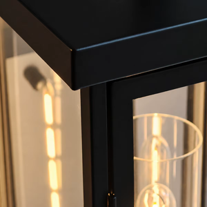 Lanterne murale extérieure étanche noire, luminaire d'entrée en verre transparent LED - Product Image 5
