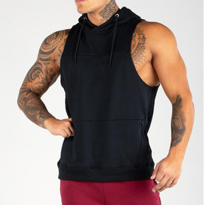Men's <b>Sleeveless</b> Hooded Tank Top Solid Color Knitted Casual Breathable Regular Fit Autumn Wear <b>Hoodie</b> For Online Sale - Product Image 6