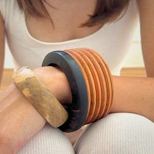<b>Boho</b> Beaded Wooden Bangles Natural Finished Daily Wear Festival Party Vintage Unique Geometric Christian Fashion Jewelry Cuff - Product Image 6