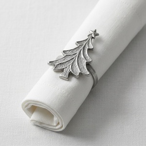 Antique Silver Metal <b>Christmas</b> <b>Tree</b> Napkin Rings Set Zinc Alloy Festive <b>Table</b> Decorations Luxury Xmas Serviette Holder Ring - Product Image 1