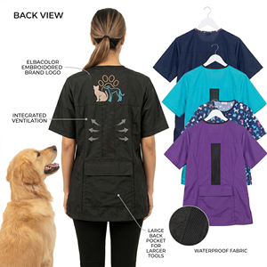 ชุดทำงานสำหรับกรูมมิ่งสัตว์เลี้ยง ซิปเต็มตัว น้ำหนักเบา กันน้ำ เป็นมิตรกับสิ่งแวดล้อม โพลีเอสเตอร์ แขนสั้น แขนยาว |   ตาข่ายระบายอากาศได้ดี - Product Image 4