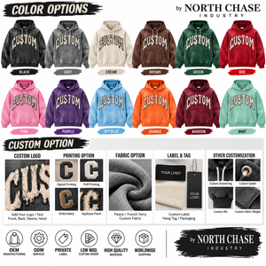 Sudadera con Capucha Personalizada con Bordado, Unisex, Oversize, de Felpa Francesa, Algodón Lavado, Estilo Urbano Informal, con Bolsillo Frontal, 370g - Product Image 6