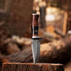 Custom Handmade Damascus Steel Full Tang Skinner Hunting <b>Knife</b> Outdoor Multifunction <b>Knife</b> With Rosewood & <b>Bone</b> <b>Handle</b> - Product Image 2
