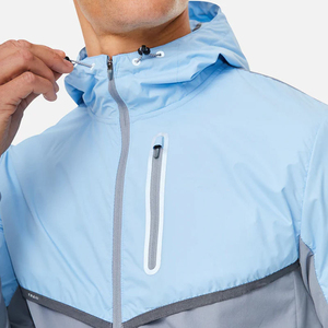 <b>Men</b> Lightweight Running Tracksuit Hooded <b>Pullover</b> <b>Jacket</b> Tapered Pants Set BlueGrey Color Block Outdoor Training Activewear Gear - Product Image 4