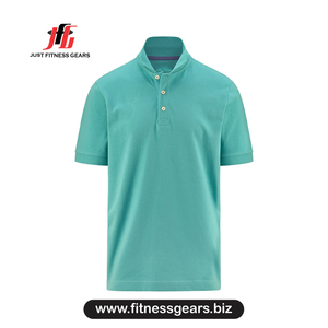 เสื้อโปโลแขนสั้นสีเขียวอมฟ้าสำหรับผู้ชาย ทรงลำลอง ผ้าทอออกซ์ฟอร์ด สีพื้น - Product Image 1