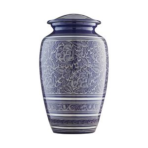 Urne funéraire en céramique en forme de larme, motif floral bleu classique, hermétique, pour commémorer votre chien - Product Image 4