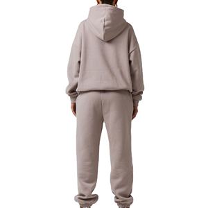 Custom Fitted Women's Winter Hooded Velvet Track Suit <b>Set</b> with Custom Logo Print Colors & Plus Size Options - Product Image 4