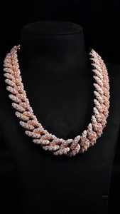 Custom 20mm Miami Croc Link <b>Chain</b> 14K Solid Gold 925 Silver Round Cut Moissanite Diamond Fully <b>Iced</b> <b>Out</b> Heavy Statement Necklace - Product Image 2
