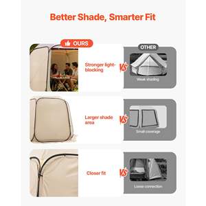 Tente de jardin beige 10 x 9,2 pieds, 5,51 x 4,23 pieds, tissu Oxford 300D enduit d'argent, 3 voiles d'ombrage pour - Product Image 4