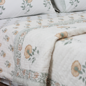 Handmade Eco-Friendly Reversible Cotton Hand Block Floral Printed Blanket with Bed Sheet All-Season Use Rajasthan Origin - Product Image 1