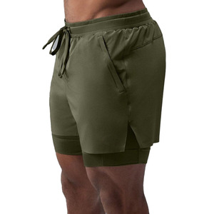 Custom Men’s 2 in 1 Running Shorts Lightweight Athletic Training Shorts with Drawstring Waist and Inner Compression <b>Layer</b> - Product Image 2