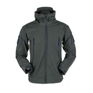 Men's Waterproof Softshell Jacket with Sheep Fur Winter Outdoor Rain <b>Coat</b> <b>Zipper</b> Closure and Hoodie Woven Soft Shell - Product Image 1