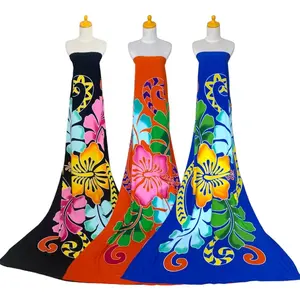 Wide Color Selections with Hand Painting Ornaments 100% Rayon Pareo Beach Sarong Solid Colors