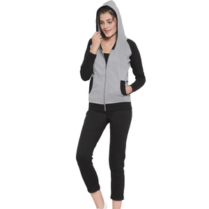 Survêtement décontracté à capuche en polaire unie pour femme, 100 % coton, design hiver, taille élastique, poches latérales, lavable, séchage rapide, respirant - Product Image 5