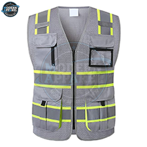 Fabrication de gilets de sécurité pour hommes en matériau respirant sur mesure, prix d'usine, coupe ajustée, vêtements de travail pour hommes - Product Image 6