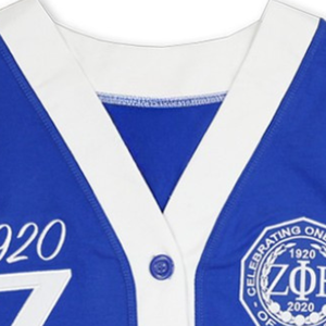 Cardigan universitaire Zeta Phi Beta 1920 pour femme, bleu et blanc, boutonné, en tricot, style veste de sororité avec poches - Product Image 5