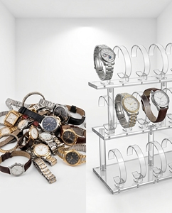 Custom for Easy Assembly Modern Acrylic Watch <b>Display</b> Stand Self-Adhesive <b>Hooks</b> Transparent Organizer Rack for Retail - Product Image 6