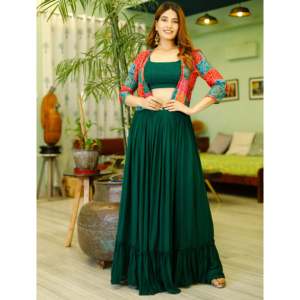 Ensemble jupe en tricot respirant vert saphir pour femme avec manches 3/4 - Taille XS - Product Image 2