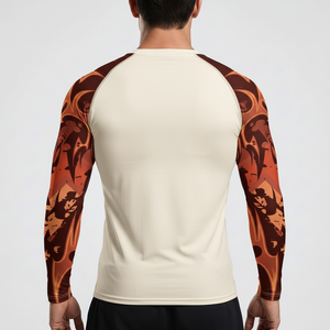 Custom sublimation rashguard <b>men</b> sports wear <b>base</b> <b>layer</b> long sleeve BJJ MMA rash guard sublimated printed fighting top - Product Image 2