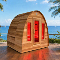 Sauna extérieur en pin thermoformé, sauna carré à vapeur pour 2 à 6 personnes, chauffage au bois, OEM, avec option de luminothérapie rouge, WiFi intelligent