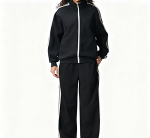 Ensemble d'entraînement personnalisé à rayures, veste zippée et pantalon de sport, survêtement vierge, tenue de jogging, vêtements de sport de marque pour hommes - Product Image 1