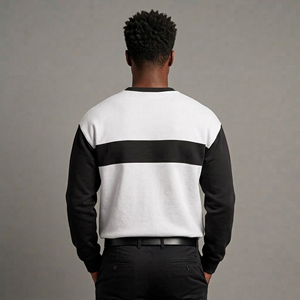 Sweat-shirts d'hiver OEM de haute qualité, grandes tailles, coupe ample, col rond, bicolore, logo personnalisé, 100% coton. - Product Image 3