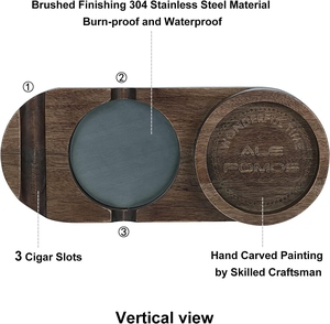 Aluminum American Style Square Smokeless Cigar <b>Ashtray</b> & Holder with Whiskey Glass Tray and Cigar Slot-Luxury Cigar Accessory - Product Image 3