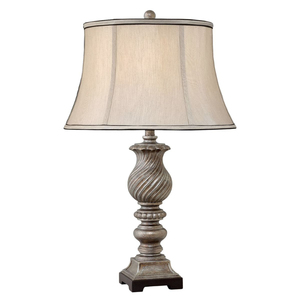 Lampe de table traditionnelle en métal avec abat-jour en tissu beige, ampoule E26, commande par interrupteur, lumière décorative pour salon - Product Image 1