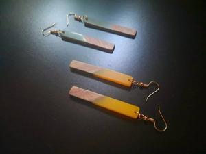 MN EXPORTS Resin Wood <b>Drop</b> Earrings Vintage Fashion Women's Islamic Jewelry Channel Setting Customized Shape for Party Occasions - Product Image 2