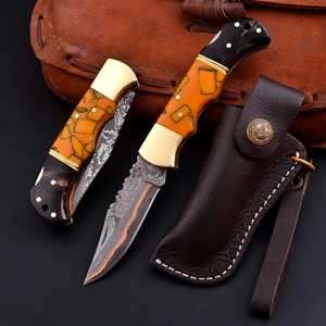 LEGACY BLADES OEM Handmade Copper Damascus Steel EDC Folding <b>Knife</b> Resin Handle Compact Camping Hiking <b>Knife</b> Factory - Product Image 1