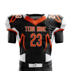 Custom Sublimated American Football Jersey <b>Men</b> Black Orange V-Neck Short Sleeve Fitted Moisture Wicking Adult All Seasons - Product Image 4