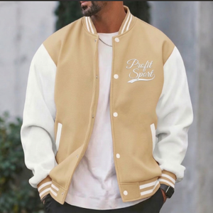 PROFIT SPORTS Veste unisexe beige et blanche à col en V, réversible, coupe-vent, respirante, en laine/cuir, décontractée, pour l'hiver - Product Image 1