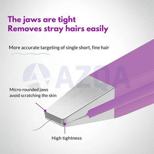 Premium Stainless Steel Eyebrow Tweezers Set with Purple PU Leather Case <b>Precision</b> Beauty Grooming <b>Tool</b> Kit - Product Image 4