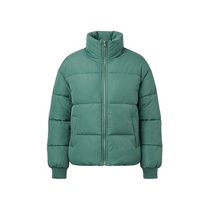Hooded Quilted Waterproof <b>Bubble</b> Jacket Black Full Sleeve Winter Windproof Cotton Shell Knitted Fabric Polyester Filling Stand - Product Image 1