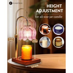 Adjustable Pink Candle Warmer Lamp with <b>Timer</b> Dimmer and Height for Birthday or Valentine's Day Great Gift for Women - Product Image 6