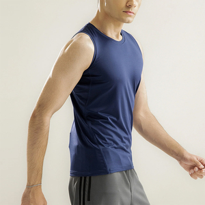 Latest Design Men's Casual Knitted Tank <b>Top</b> <b>Navy</b> Blue Color Cotton Polyester Fitness Wear 220GSM Men's Summer Tank <b>Tops</b> - Product Image 2