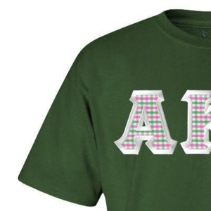Camiseta AKA Personalizada de Sarga Verde y Rosa con Parche de Letras AKA Bordado, Unisex, Manga Corta, a la Moda - Product Image 3