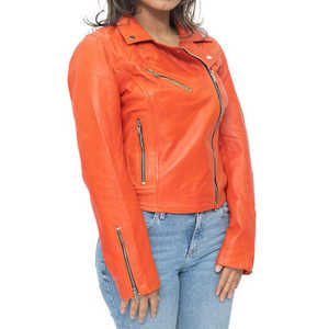 Reliable Women <b>Leather</b> <b>Jacket</b> Slim Fit Custom Design Smooth Zipper Functional Pockets Riding Wear OEM Women <b>Leather</b> <b>Jacket</b> - Product Image 5